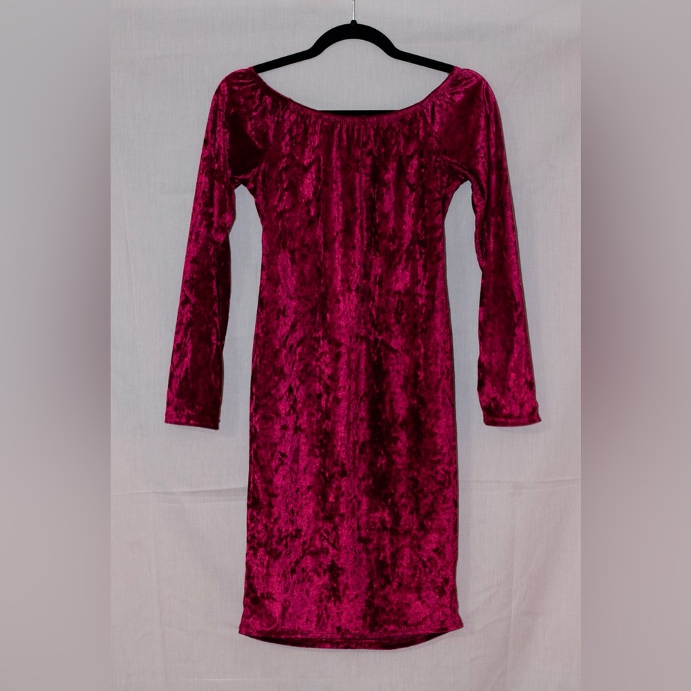 Omega Velvet Dress in Deep Burgundy